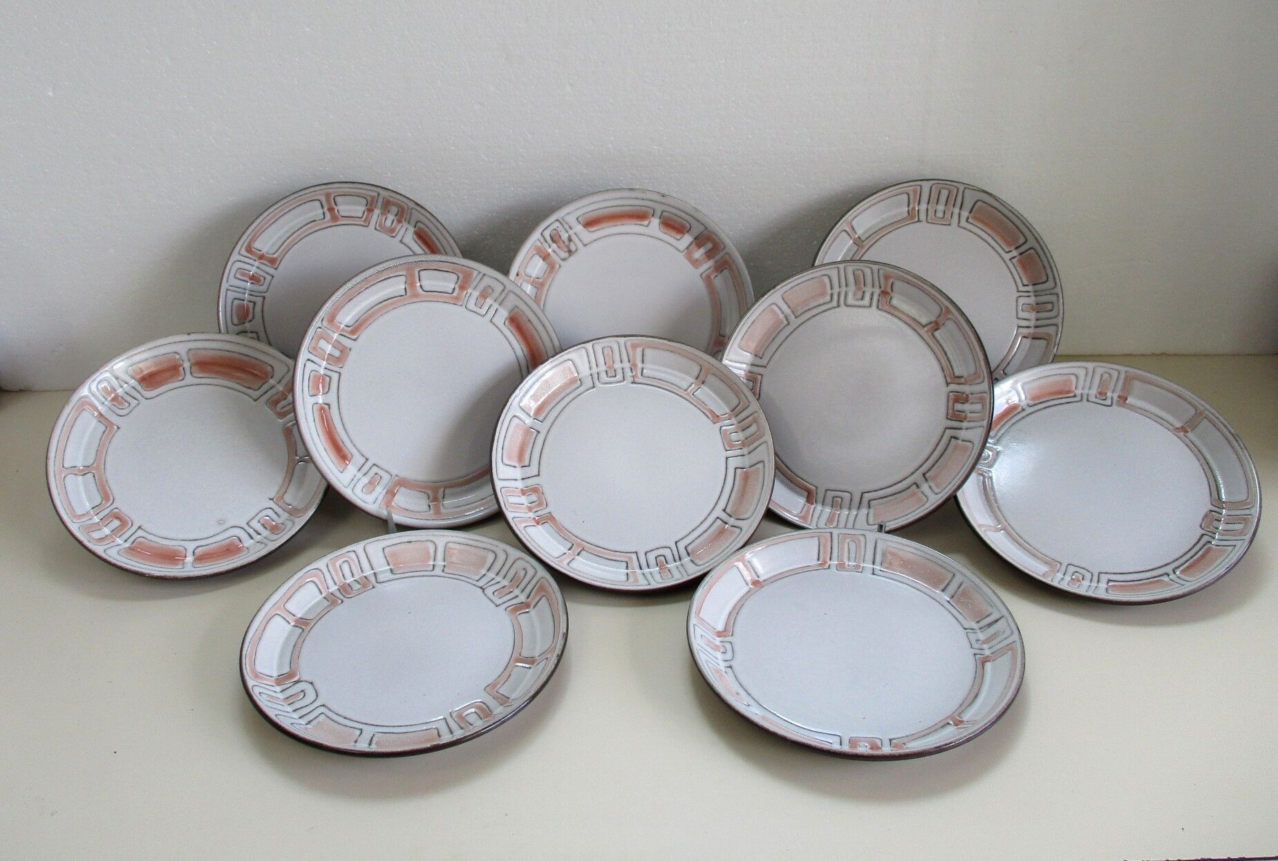 Set of 10 niderviller glazed stoneware plates