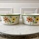 Duo of Gien flower bowls hand painted 60s-70s