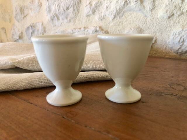 Antique earthenware egg cups