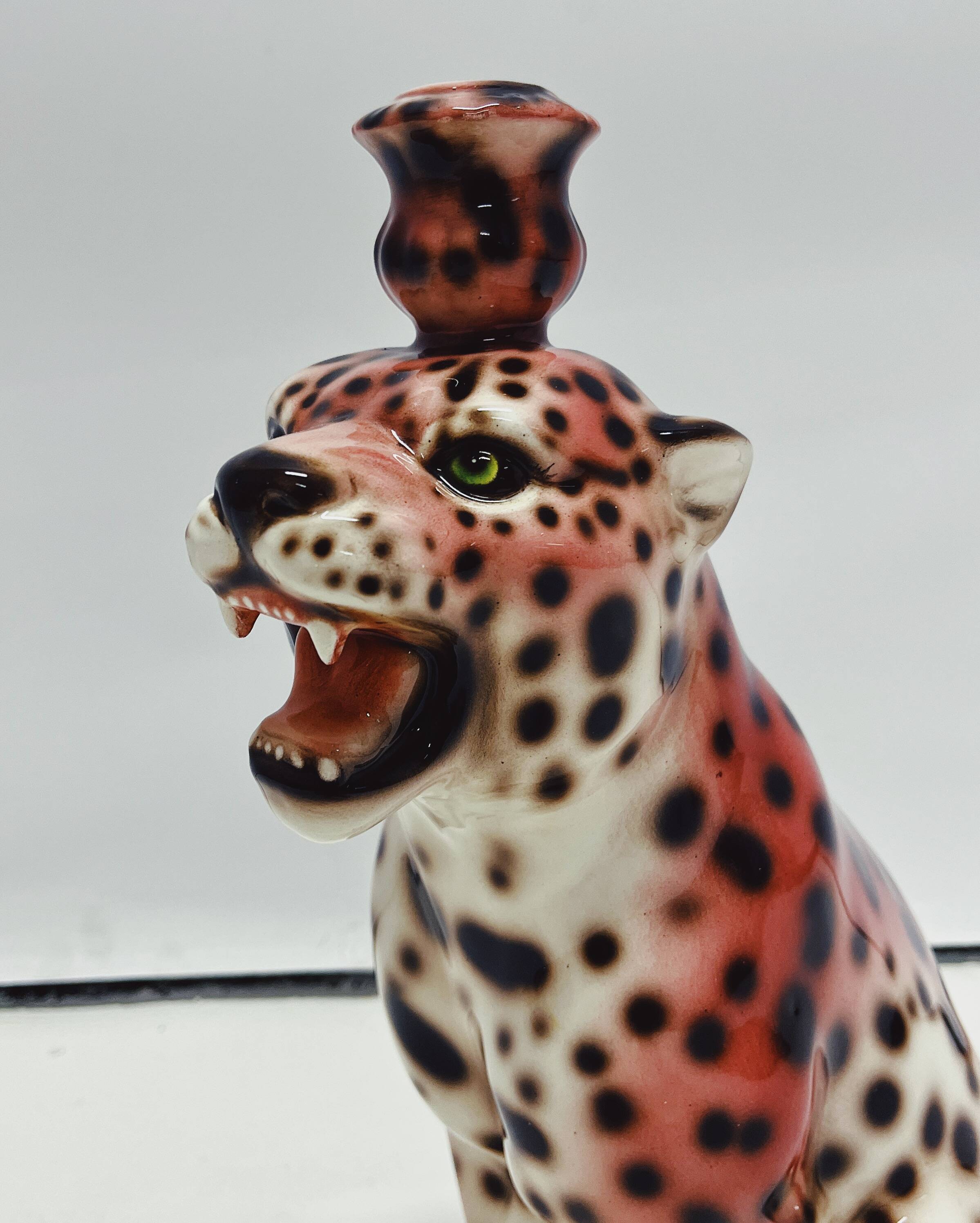 Pink Panther Candle Stick Ceramic
