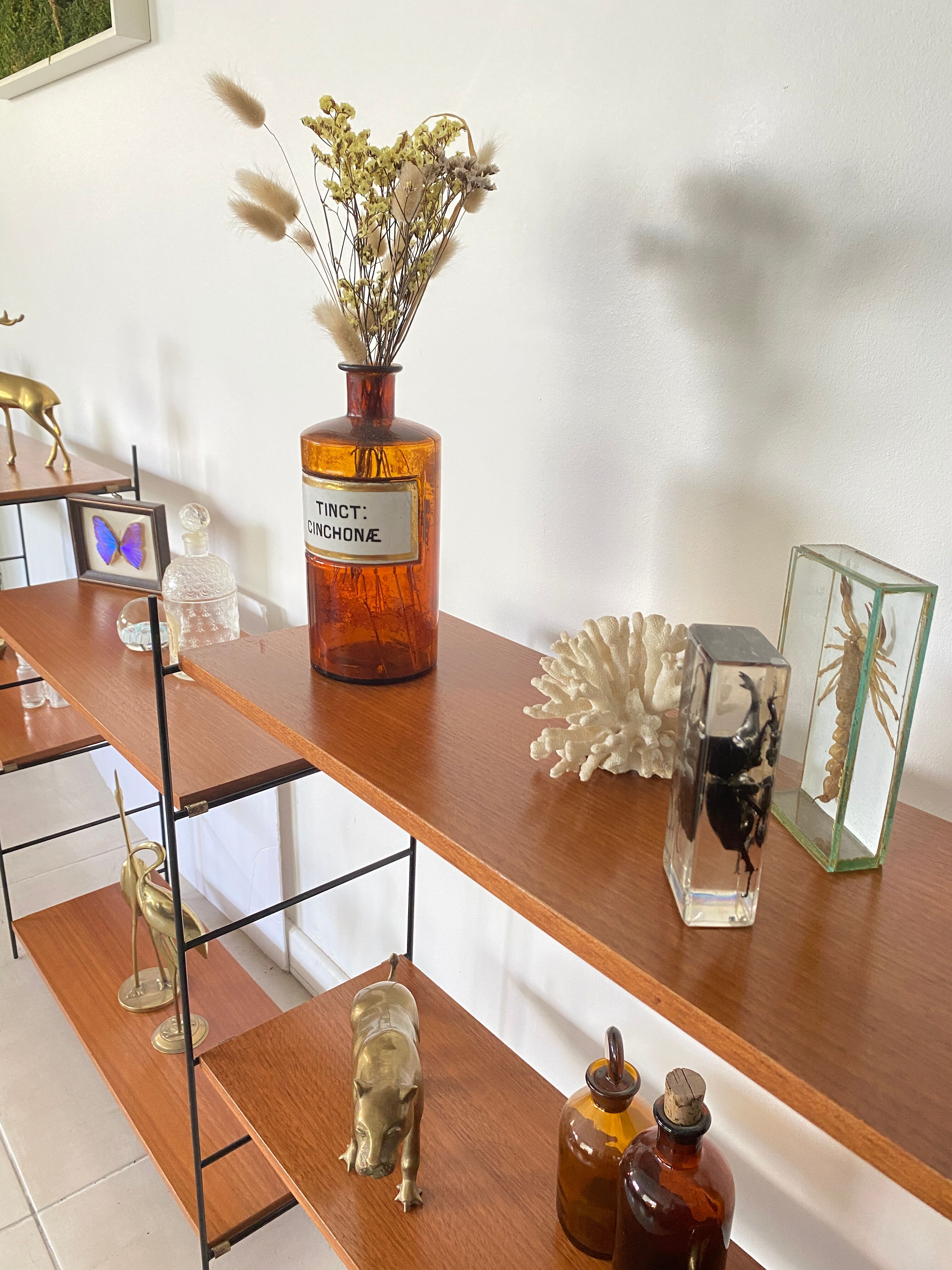 Vintage wooden string shelves