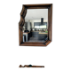Large wooden wall mirror - wavy carving and natural patina