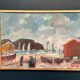 Original Swedish Oil on Canvas – “Coastal Village” by Eric Lo – Signed – Vintage & Framed
