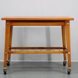 1960s Teak Side Table on Wheels, Denmark