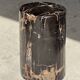 Small black petrified wood side table with beige stripes H28 D18 - 3347