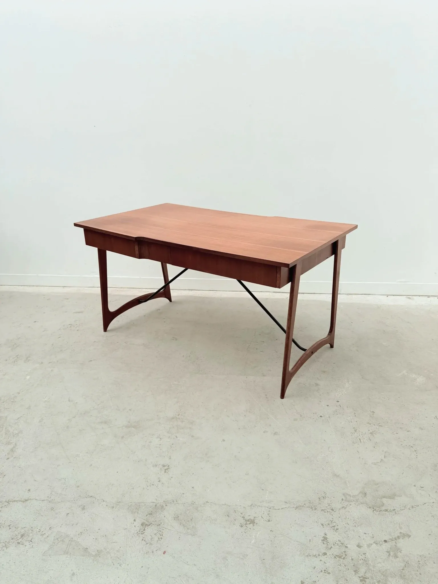 Scandinavian style desk in teak and brass, 1950.