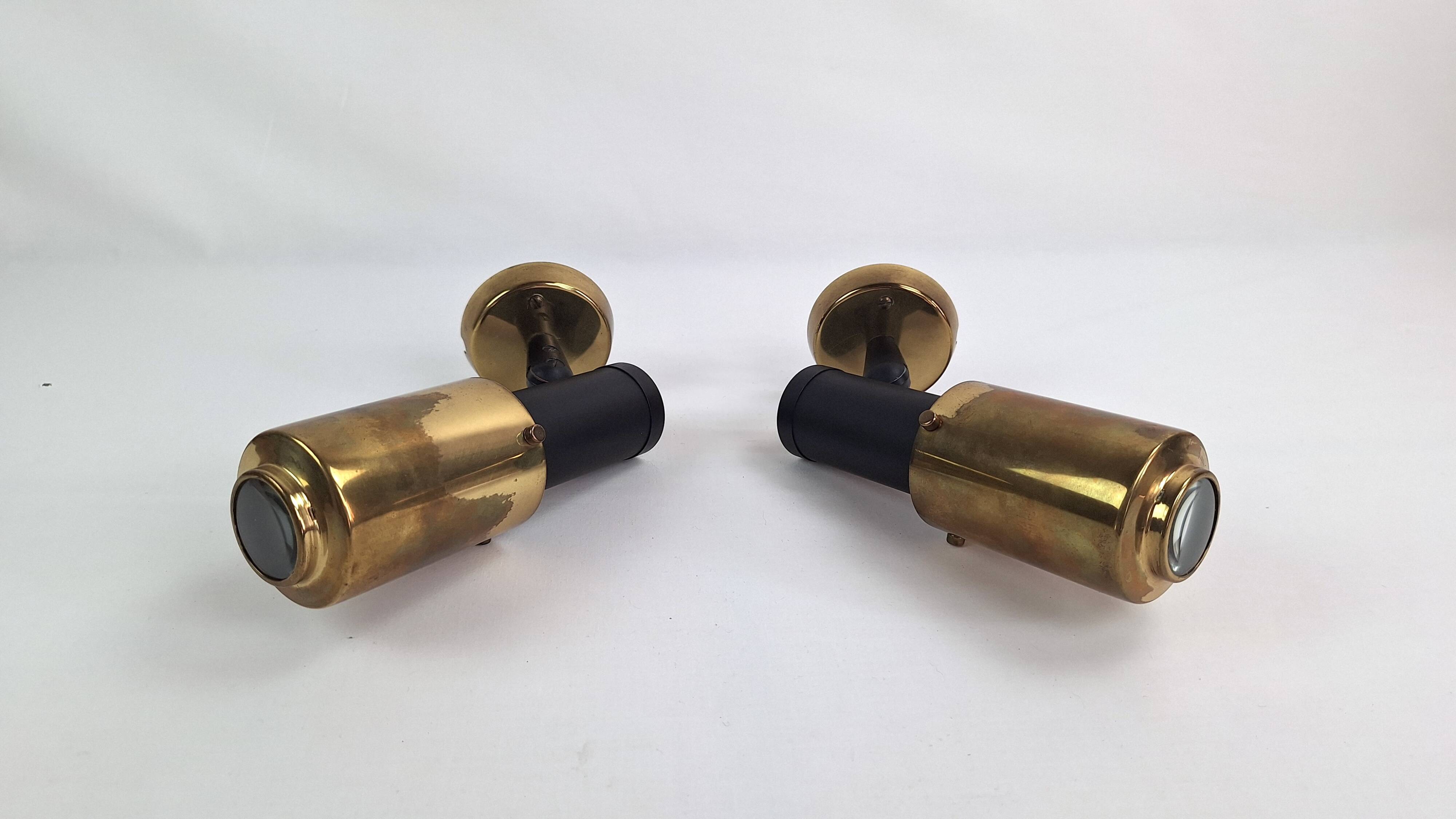 Pair of adjustable Zodiac wall lights, 1960