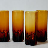 Set of 4 vintage glasses long amber drink