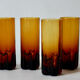 Set of 4 vintage glasses long amber drink