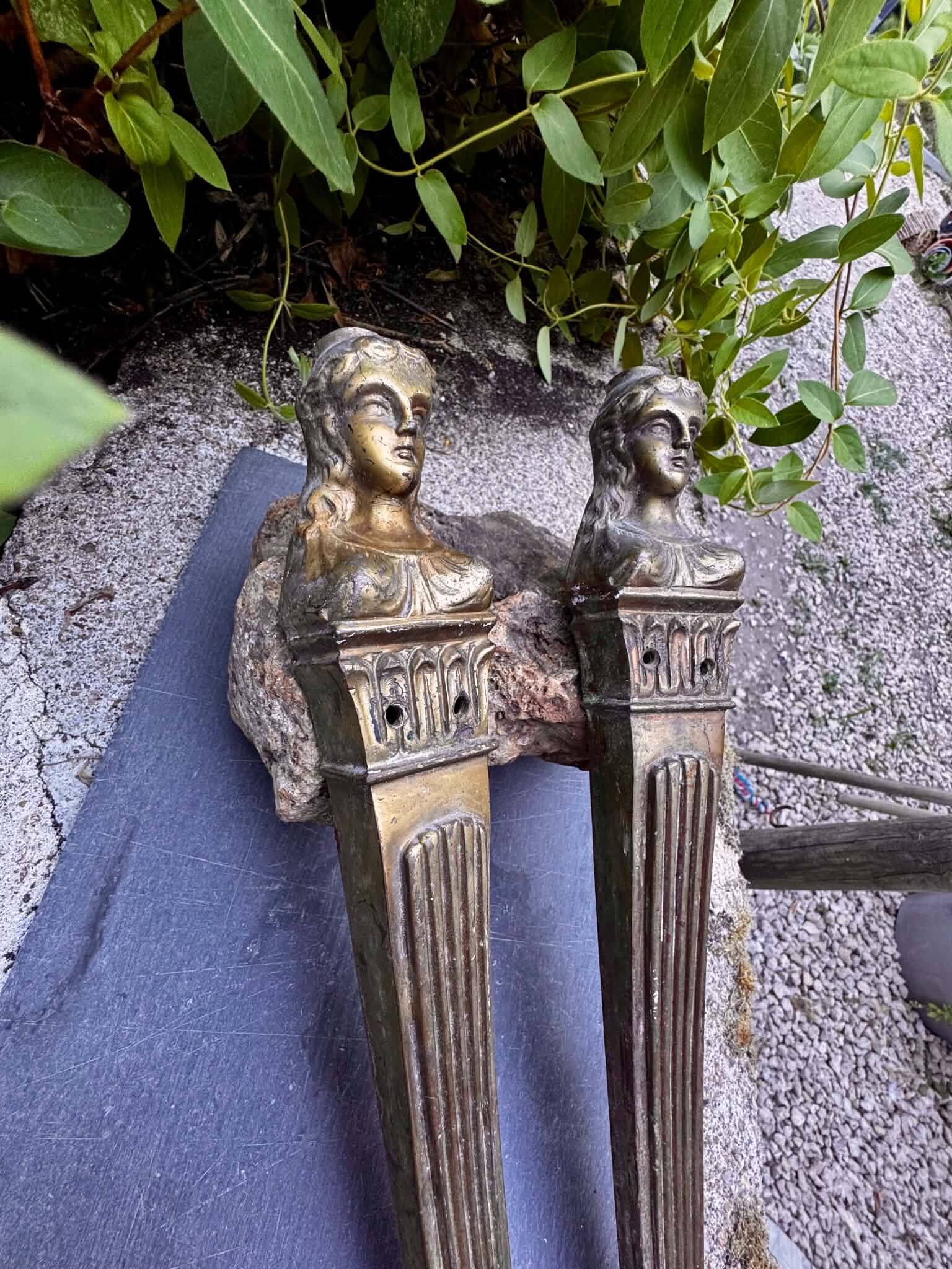 2 bronze Art Nouveau furniture ornaments