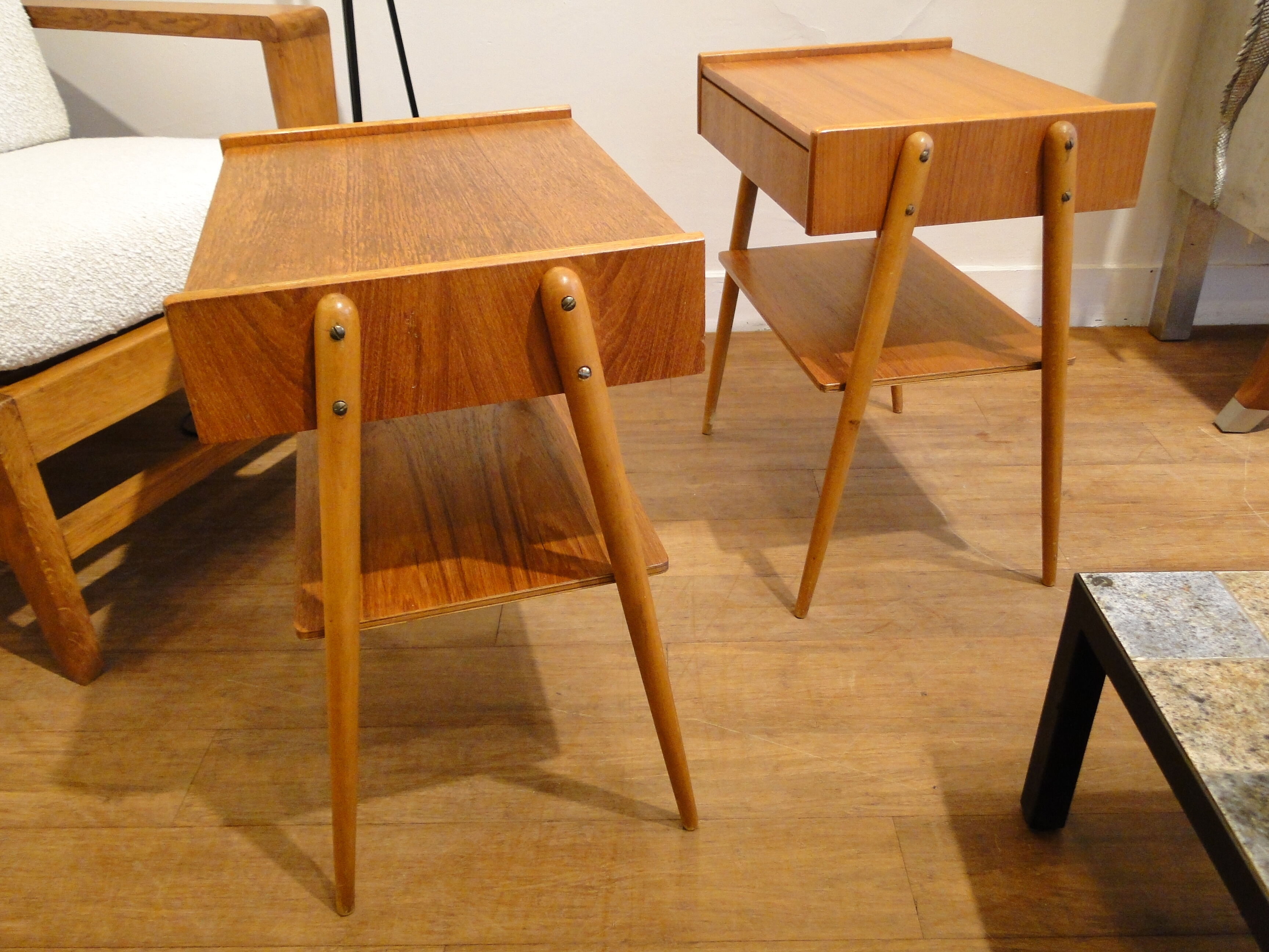 Pair of bedside teaks in AB Carlström & Co Möbelfabrik 1960