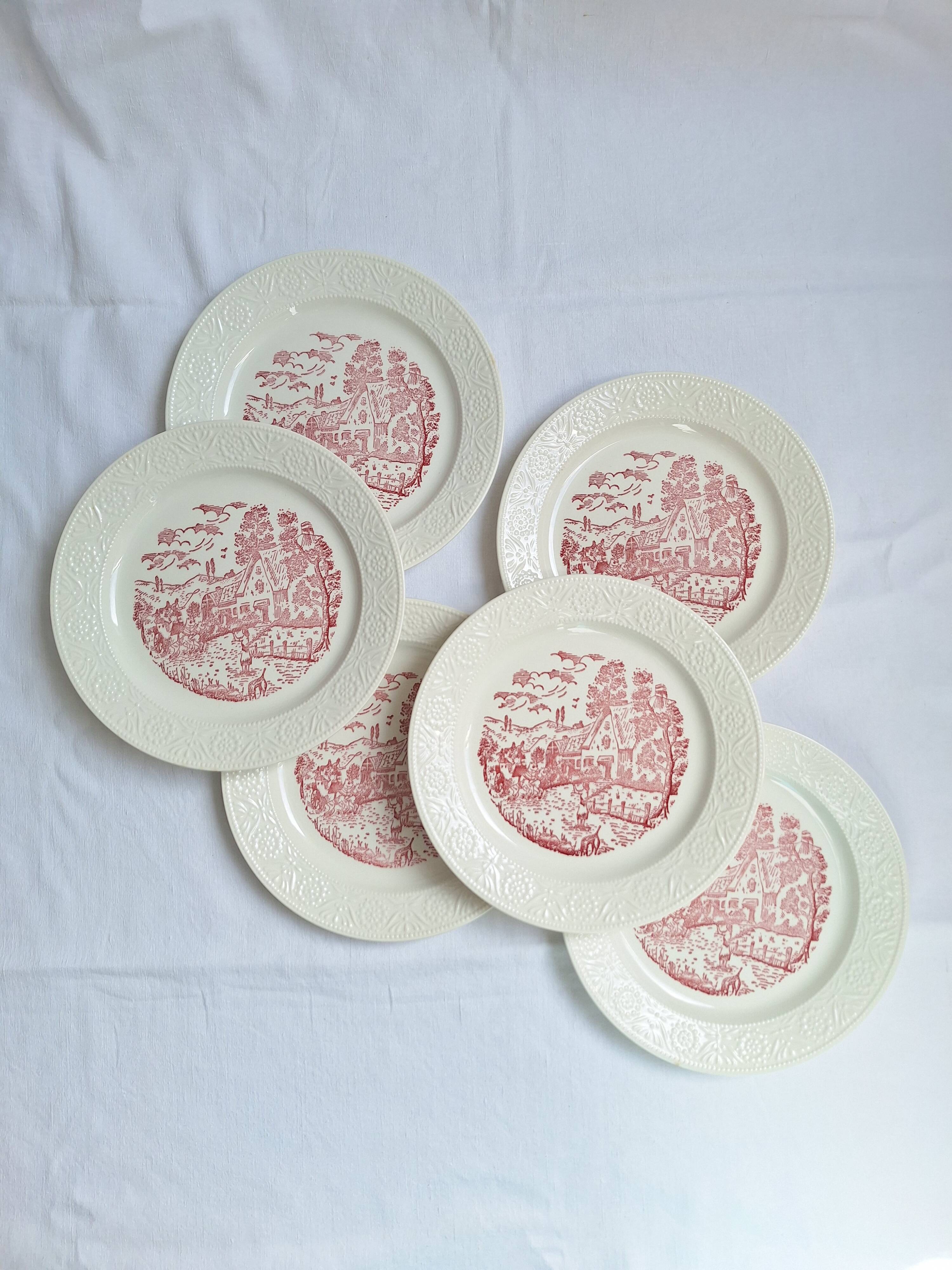 Vintage pink/red dinner plates