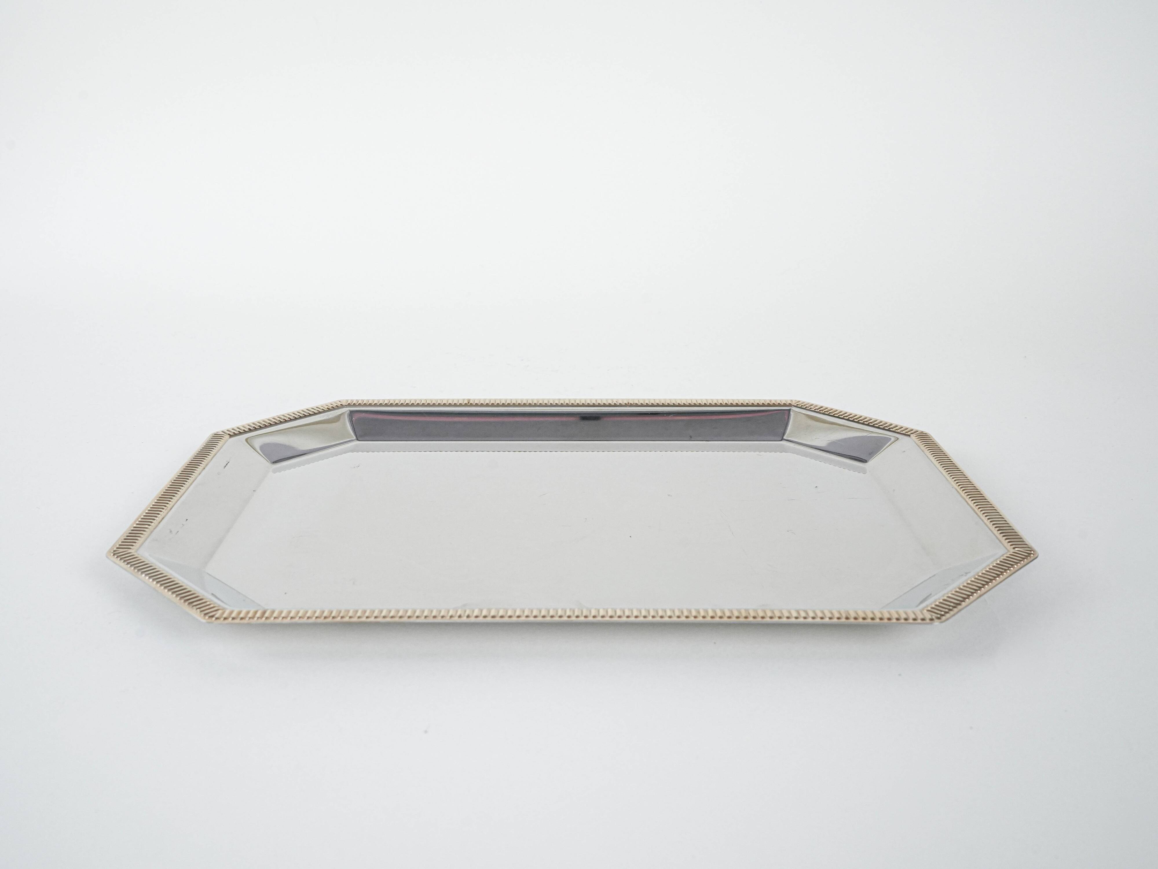Stainless steel tray, Italian design, 1970s, made in Italy
