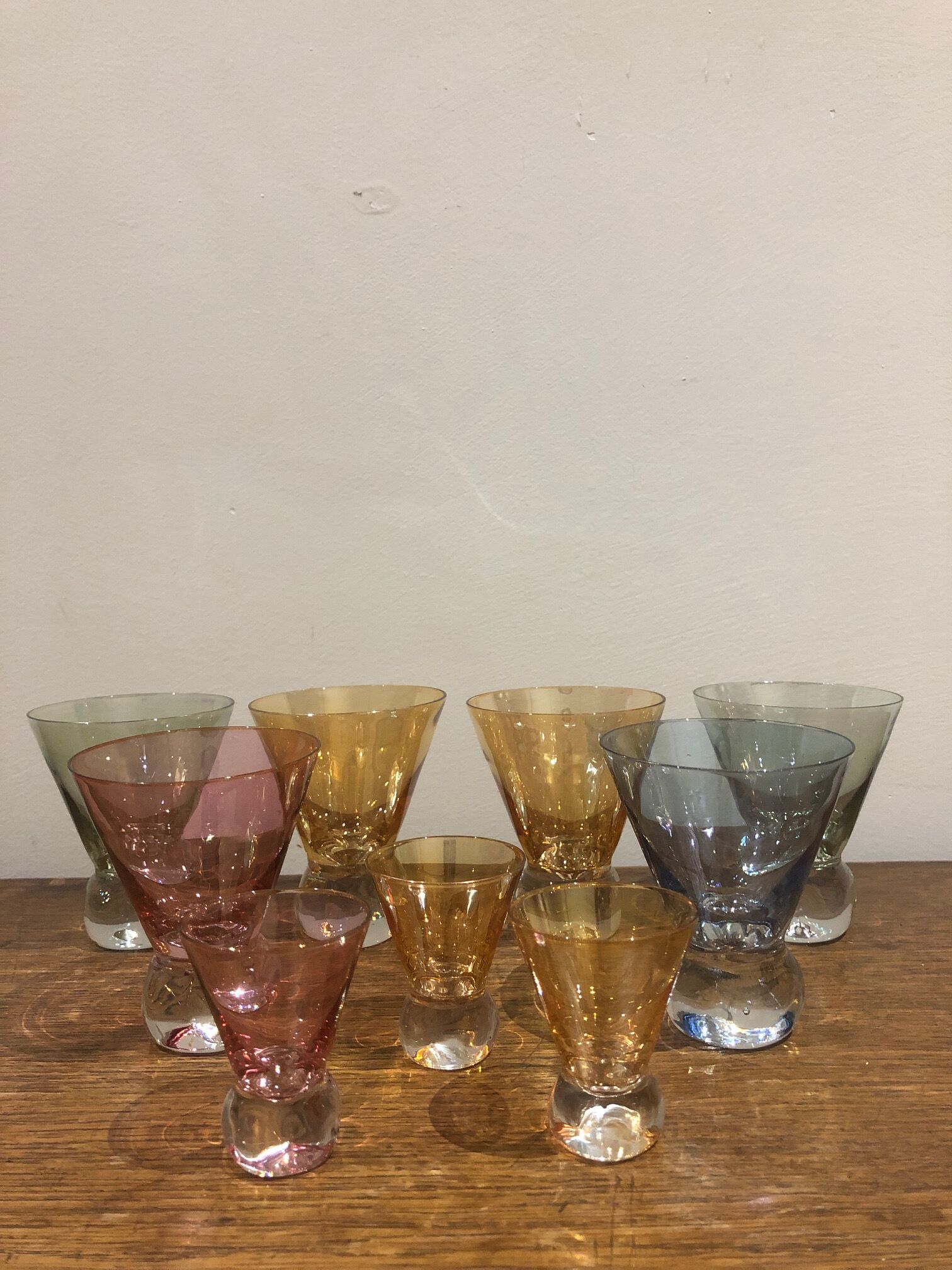 Lot of iridescent glasses from the 1950s