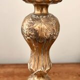 Ancien Bougeoir candelabre en laiton massif doré – 30 cm