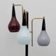 Lampadaire Stilnovo de style moderne du milieu du siècle, en laiton et verre coloré, style italien, 50