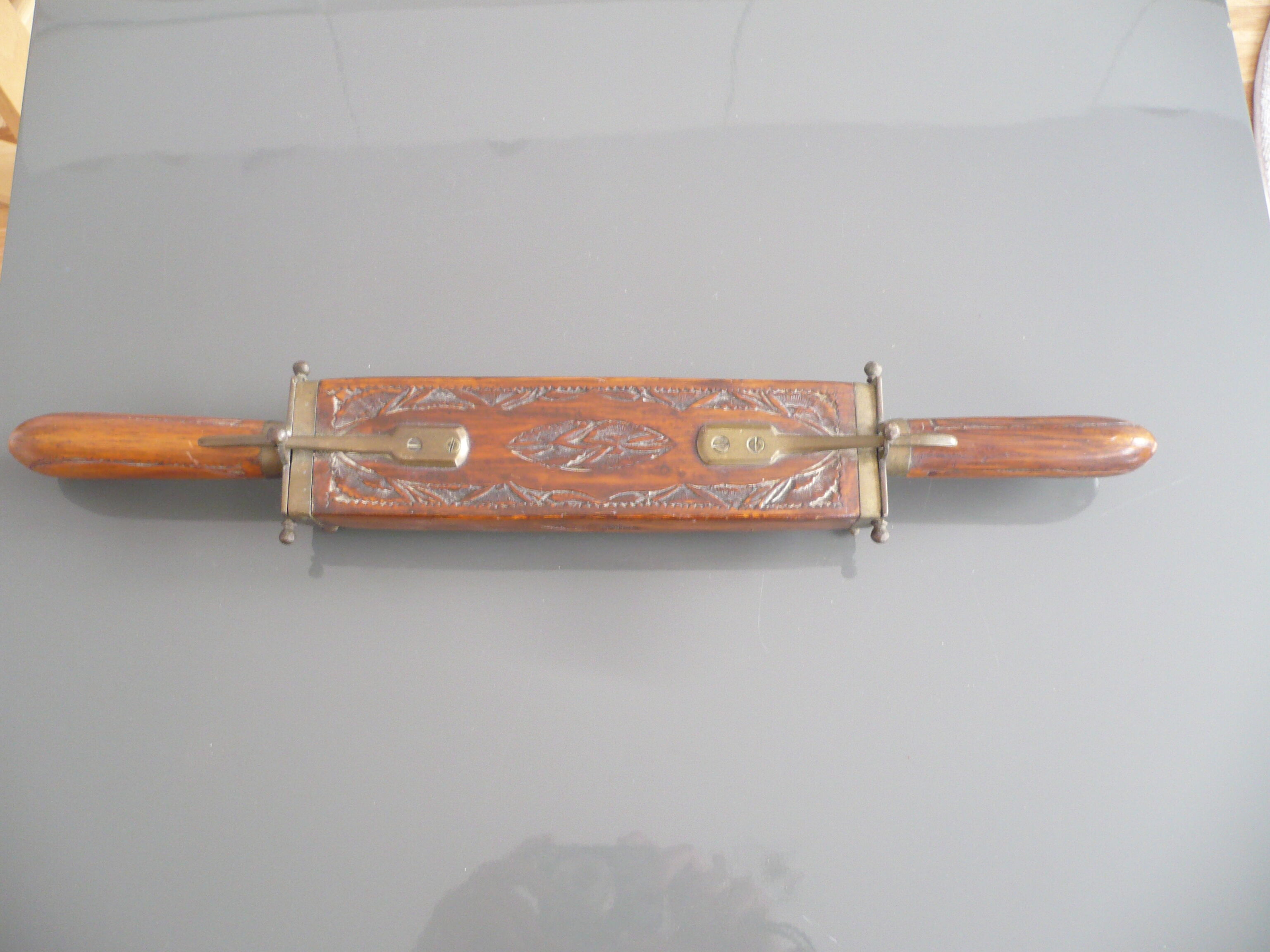 Carved kitchen knife and fork from India