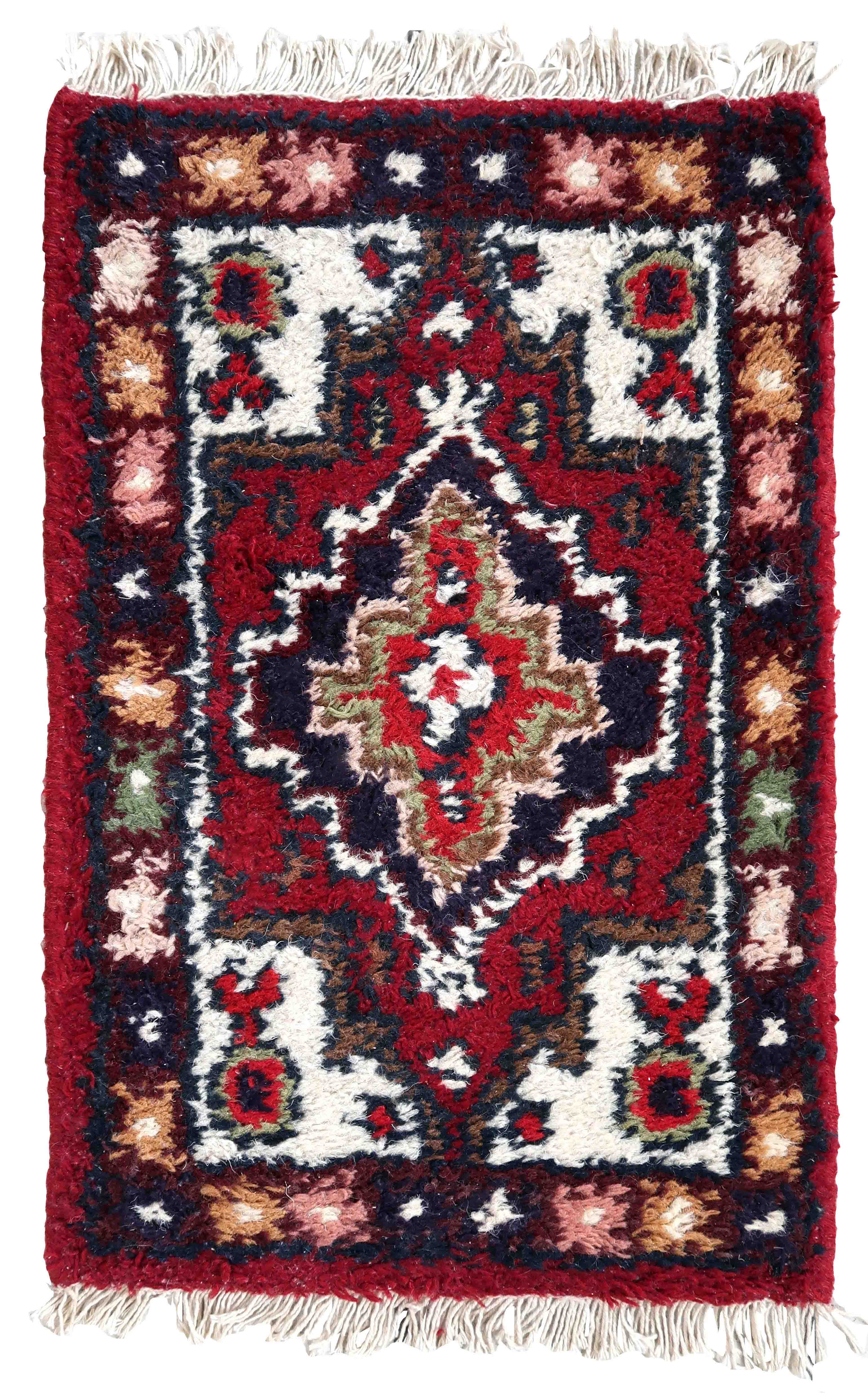 Vintage persian carpet hamadan handmade 40cm x 59cm 1970s