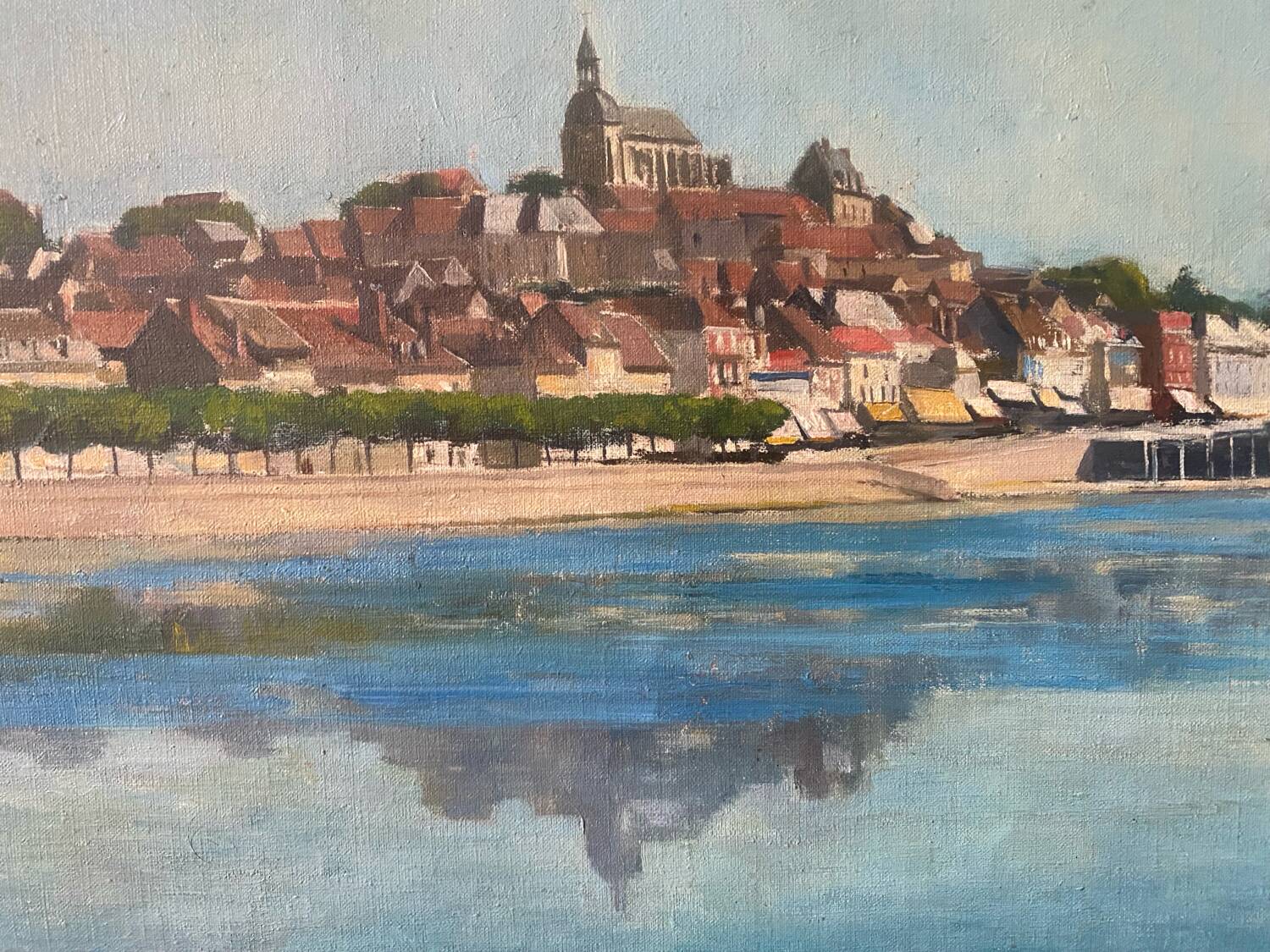 Signed village landscape