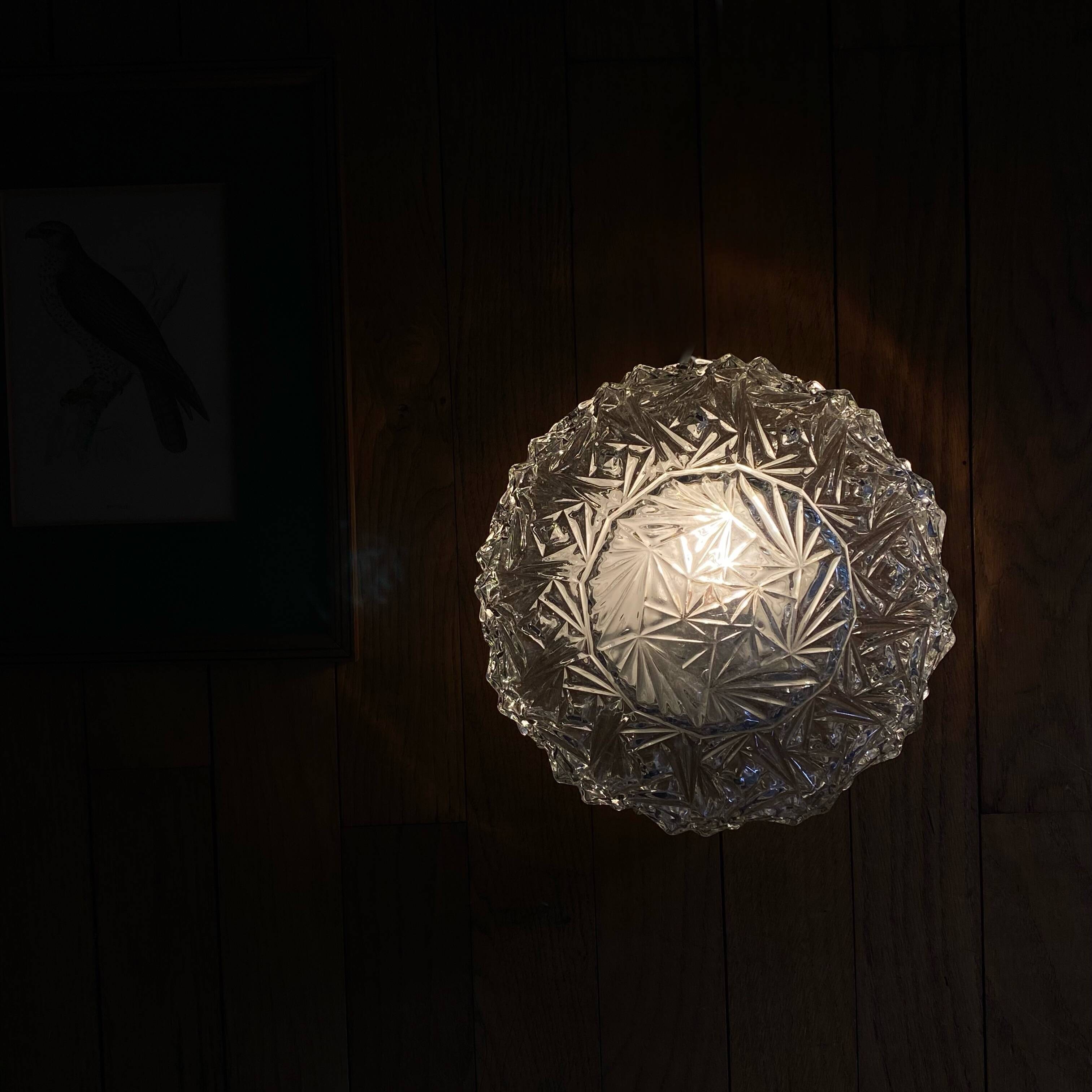 Vintage wall light in antique glass, round ceiling light 22 cm
