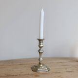 Large antique silver-plated candlestick - Shiny finish