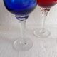 4 Antique Stemmed Liqueur Glasses in Colored Blown Glass