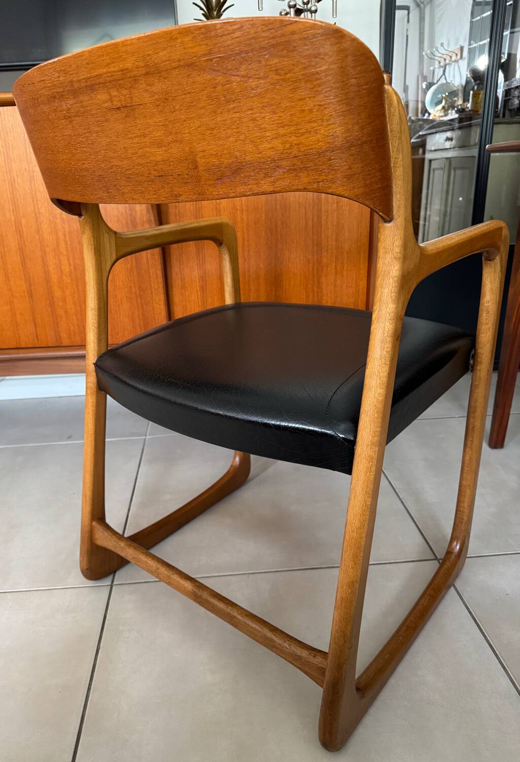 Vintage Baumann sleigh armchair