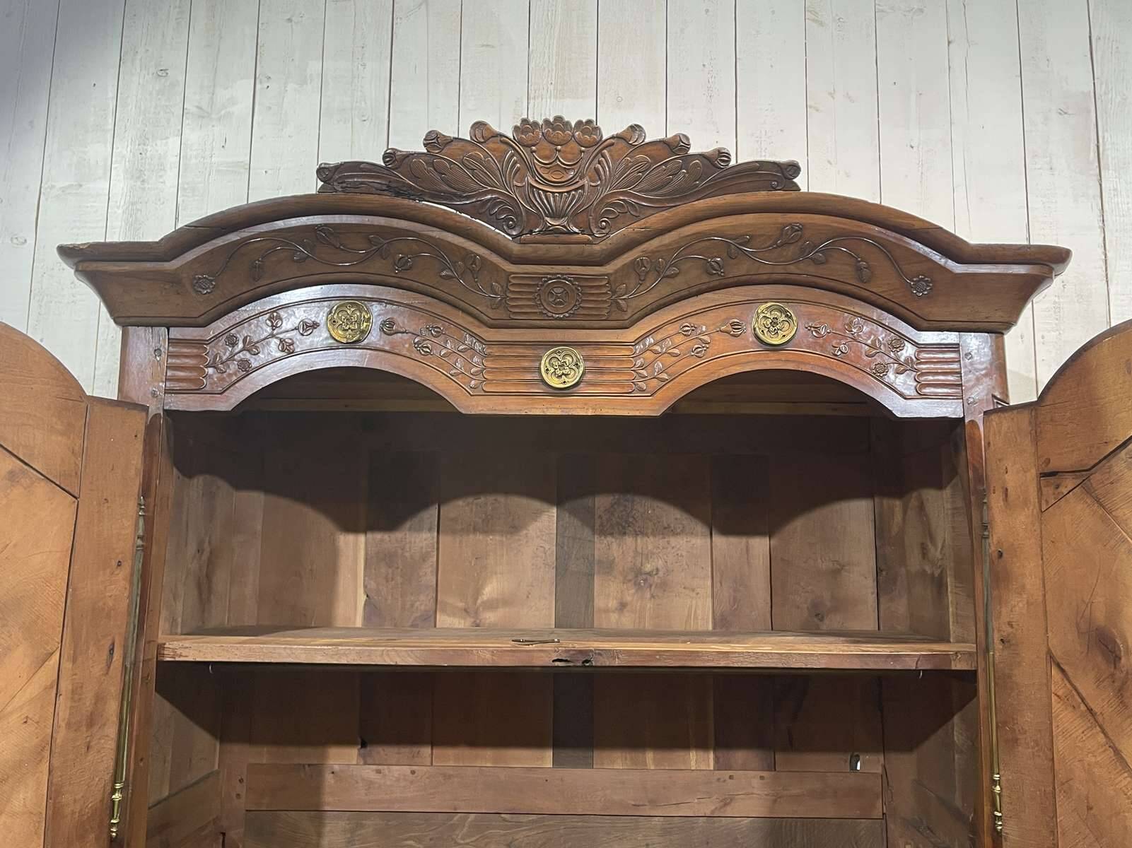 19th-century Rennes wardrobe in cherry wood signed Louis Boutin