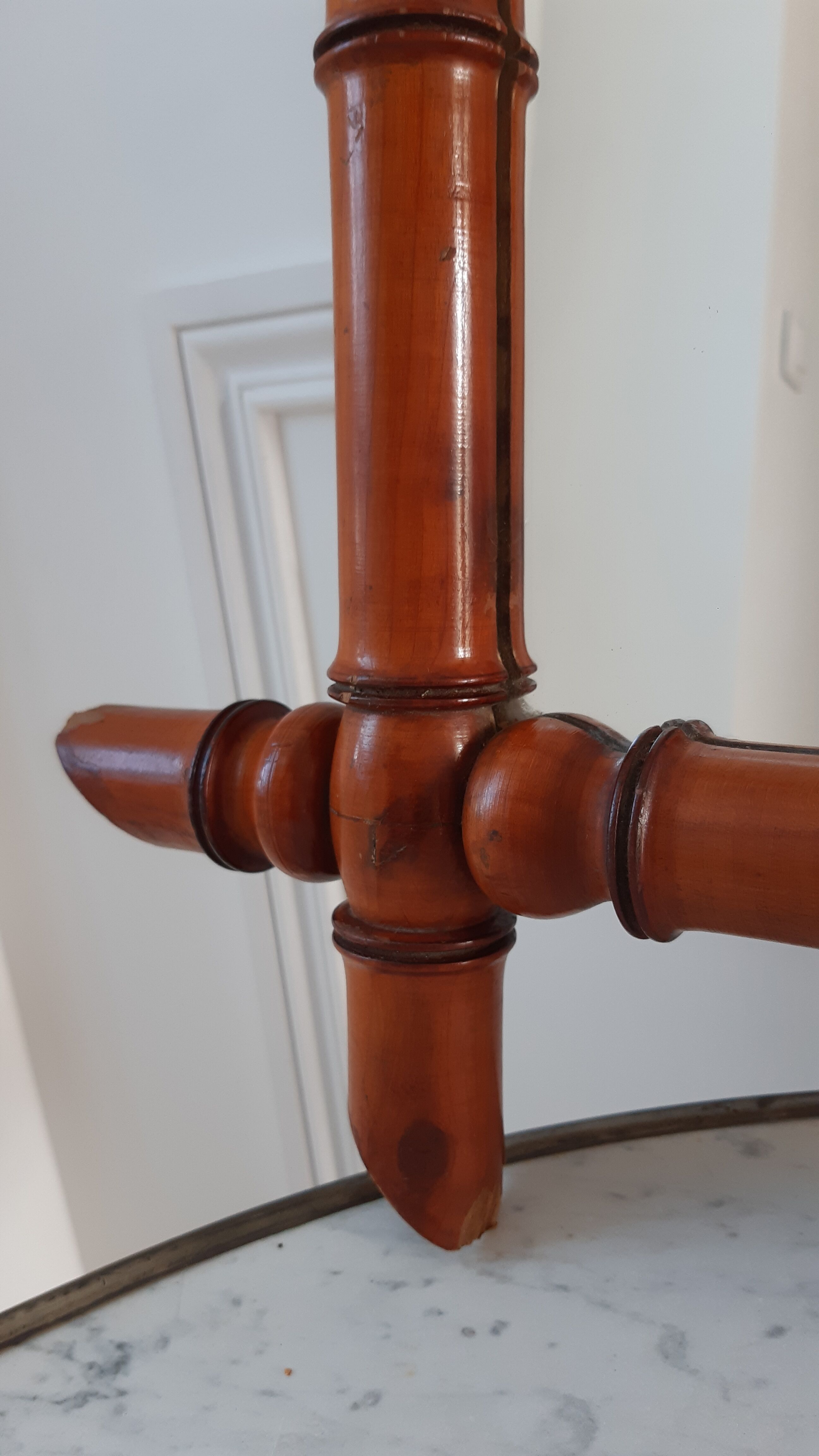 Wooden barber mirror bamboo effect 60s-70s