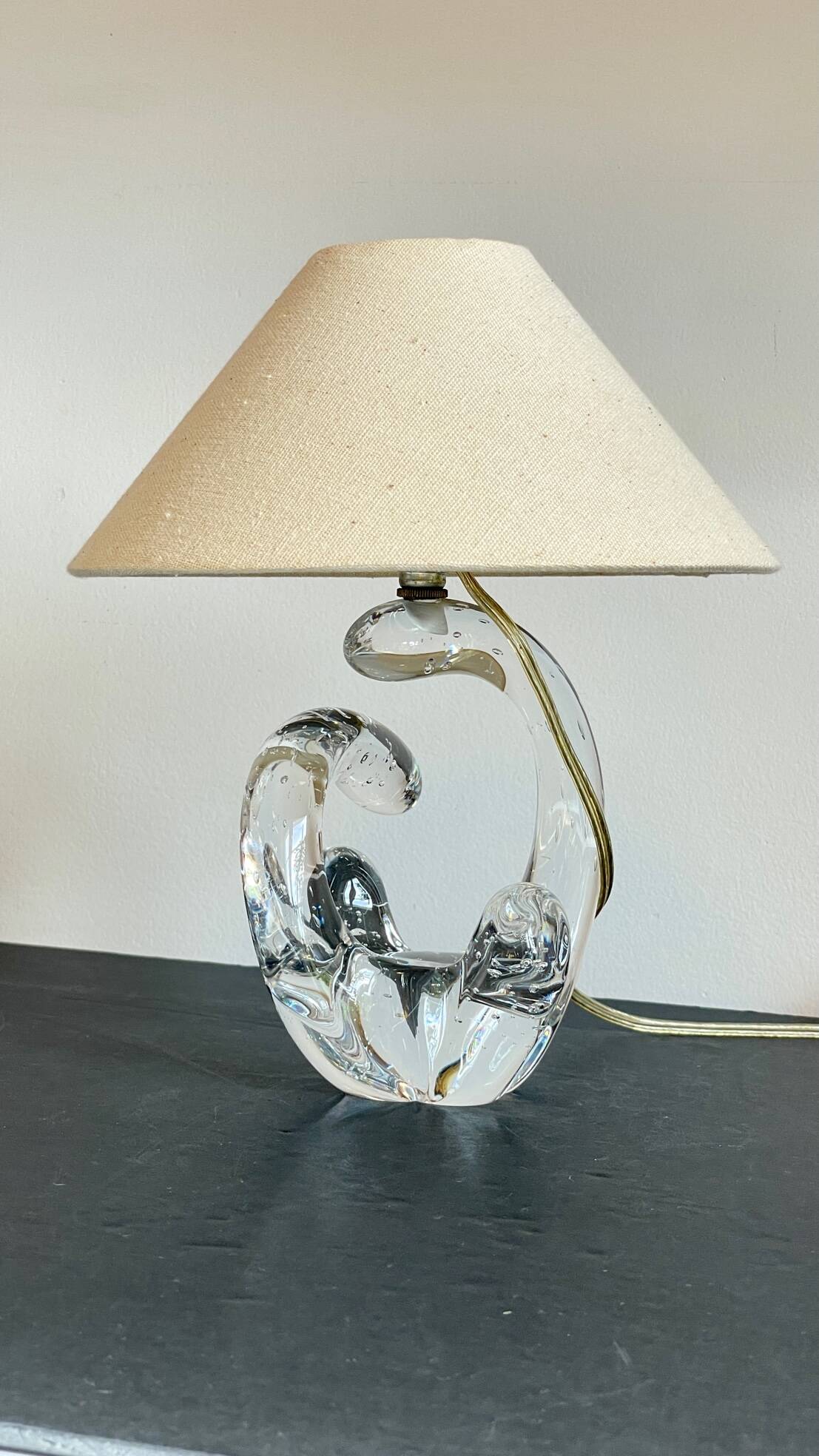 Lampe cristal art déco gravée Paris France