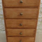 Art Deco 5-drawer chiffonier in solid wood with brass knobs – Fully restored