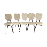 Lot de 5 chaises en métal tubulaire et skai des années 60