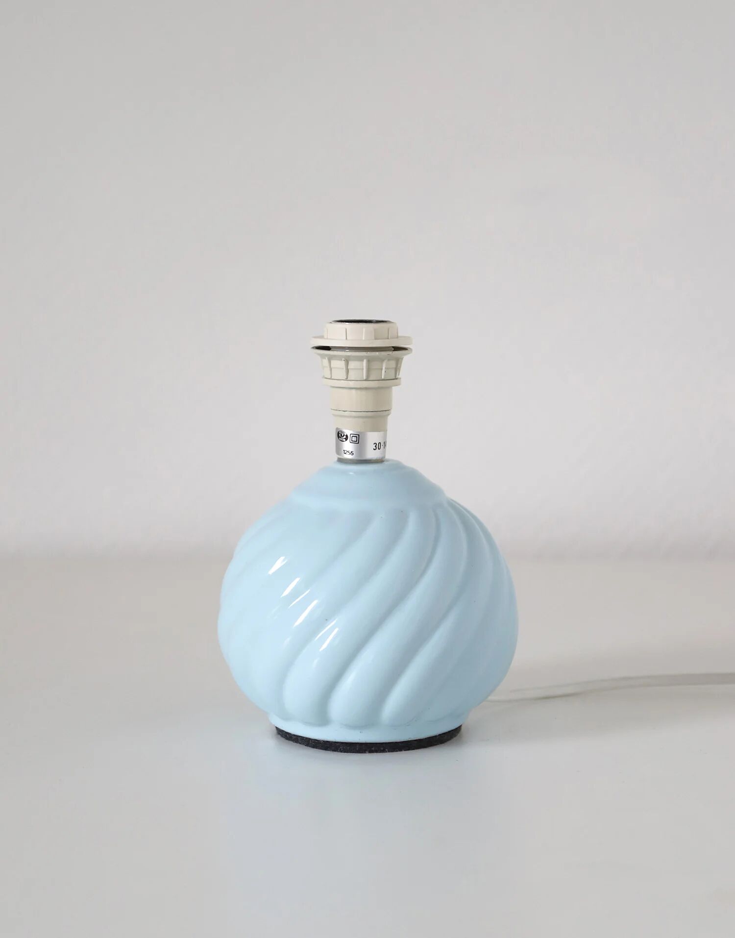 Recycled vintage lamp — twisted blue ceramic base, floral shade