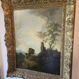 19th Century Italian School: oil on canvas painting "The Diligence"