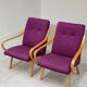 Pair of 6953 purple armchairs by Jaroslav Smidek for TON (Thonet)