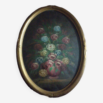 Oval flower painting
