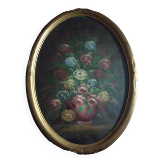 Oval flower painting