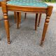 4 solid wood dining chairs with green fabric Louis Philippe 198
