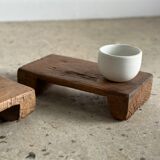 Mini Asian teak side stool blonde