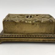 Old brass stamp box, floral decoration - twentieth century