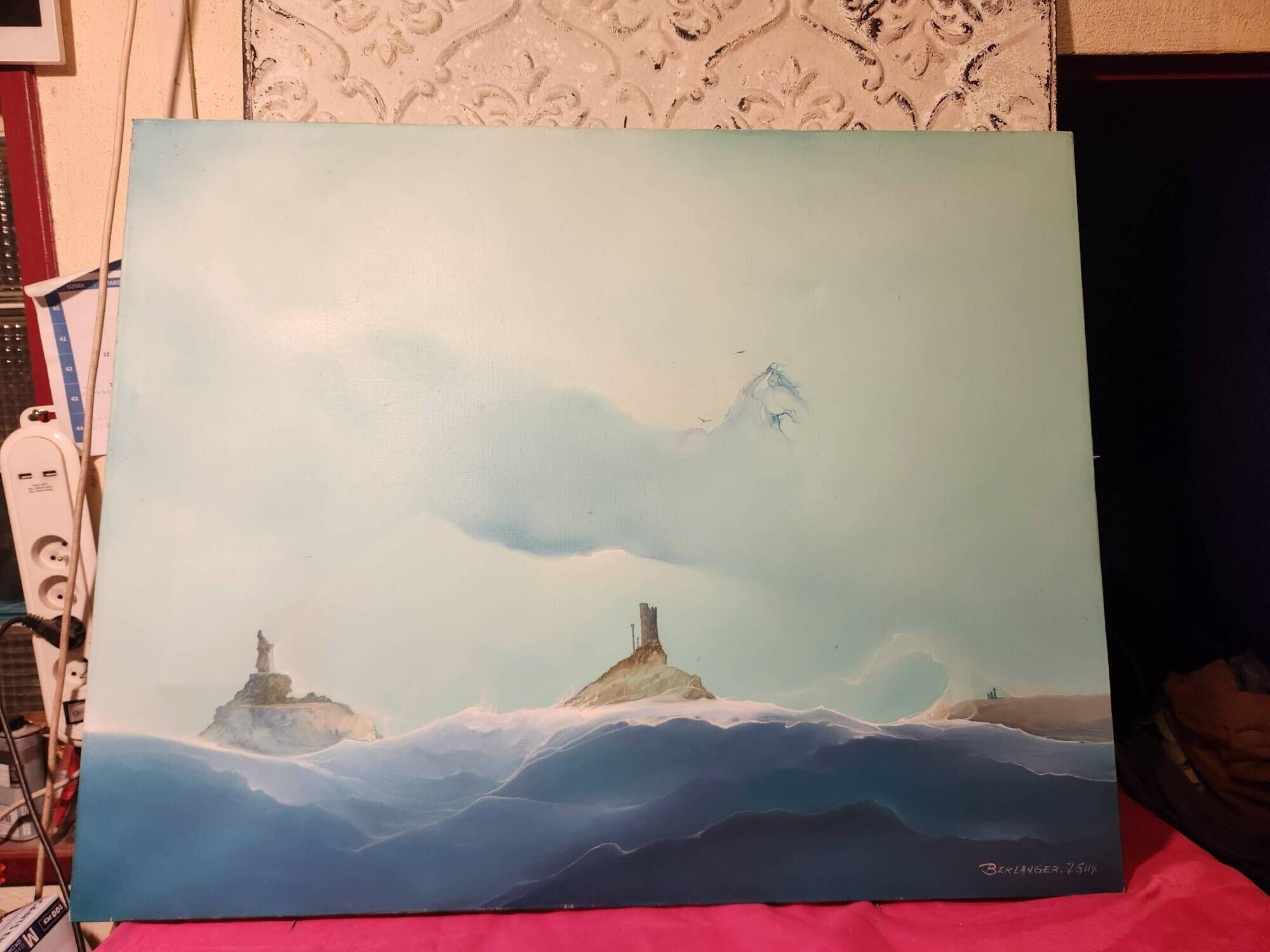 Large dreamlike oil painting on canvas by Jean Guy Berlanger
