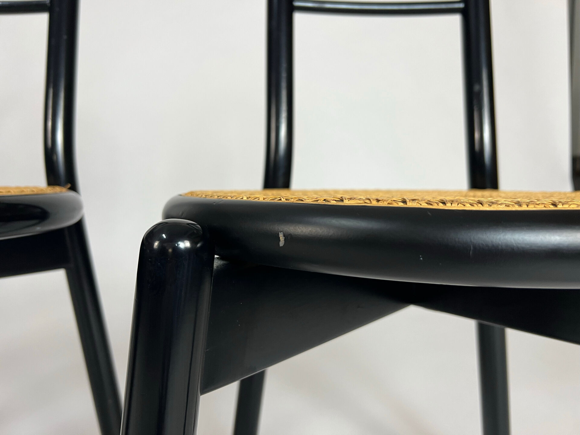 Set of four vintage chairs Viennese cane 80s Memphis by Antonio Sibau