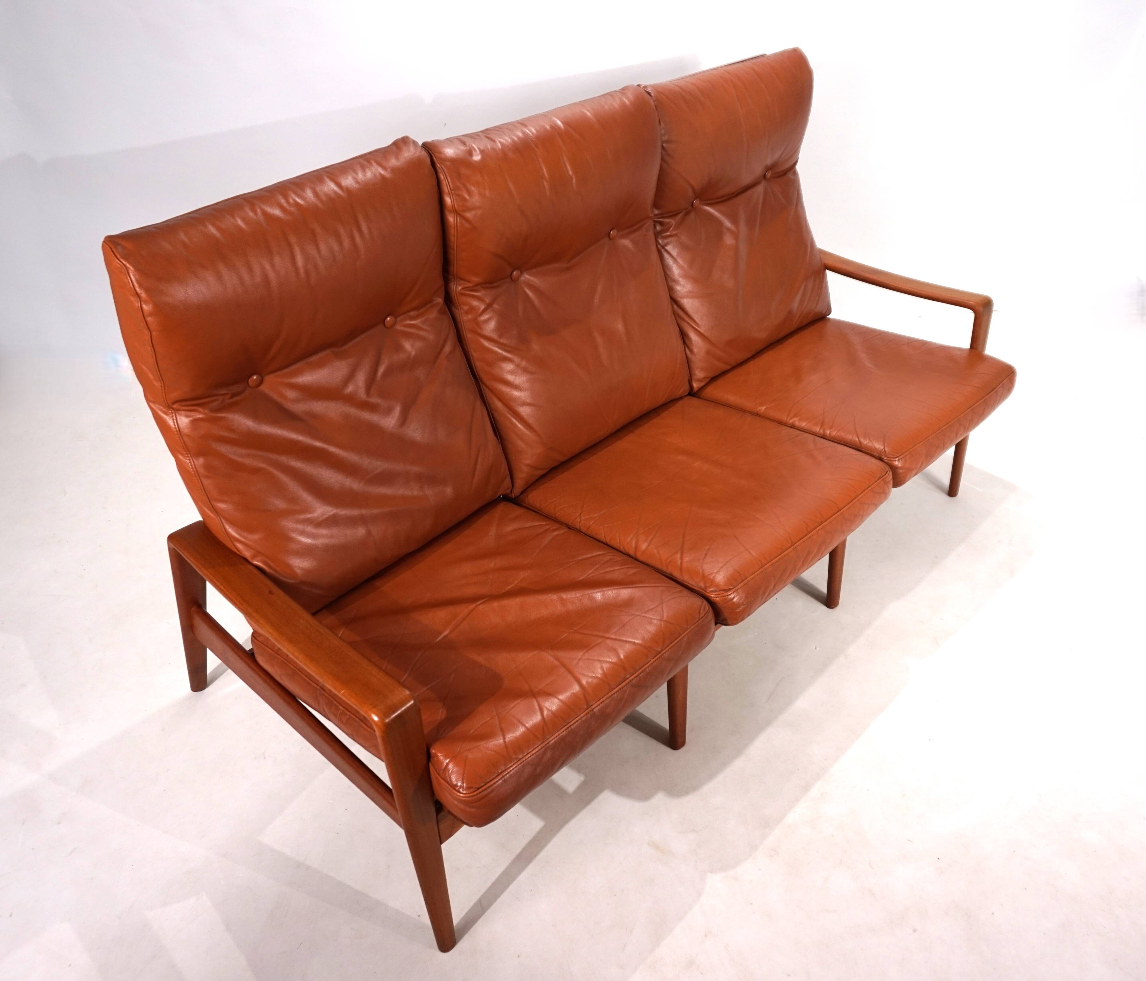 Canapé 3 places Komfort en cuir par Arne Wahl Iversen, 1960