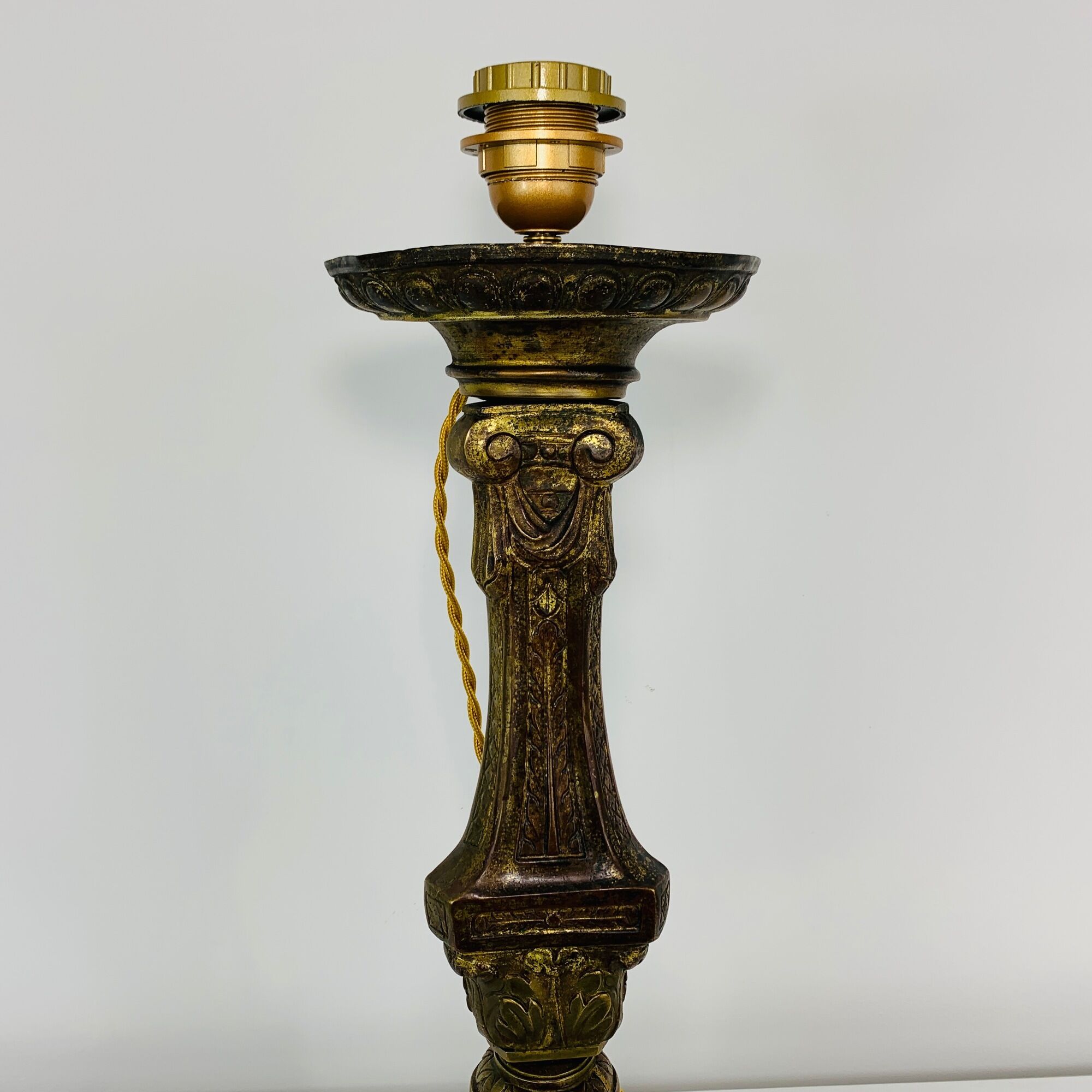 Lamp foot Bronze gilded brass old spat candle church 19th candelabra