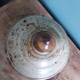 Covered sugar bowl in Puisaye stoneware signed Jean-Pierre Prud'homme