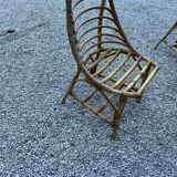 Table + 4 rattan chairs 1960/70
