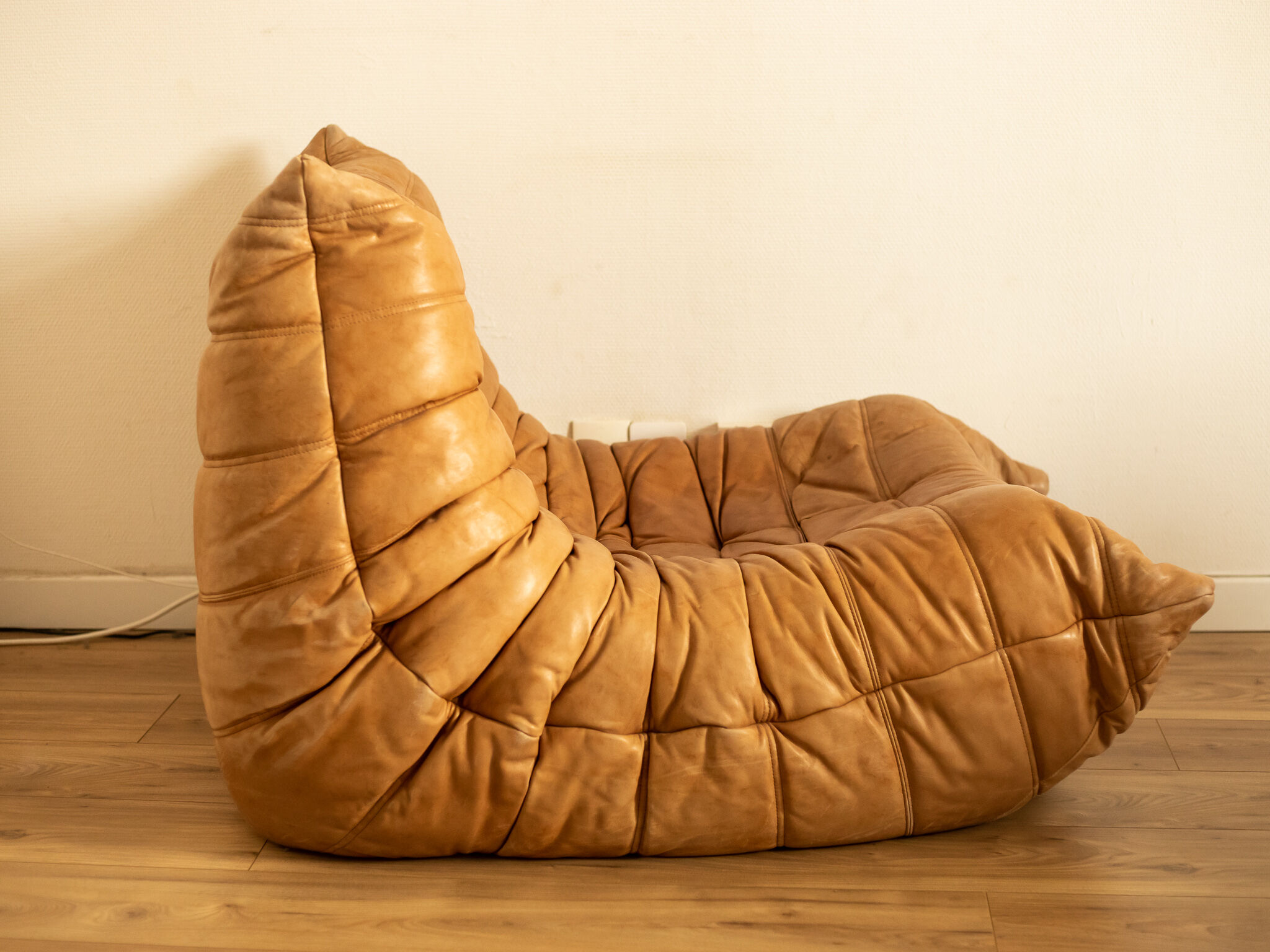 Togo 3-seater sofa and leather chair By Michel Ducaroy for Ligne Roset