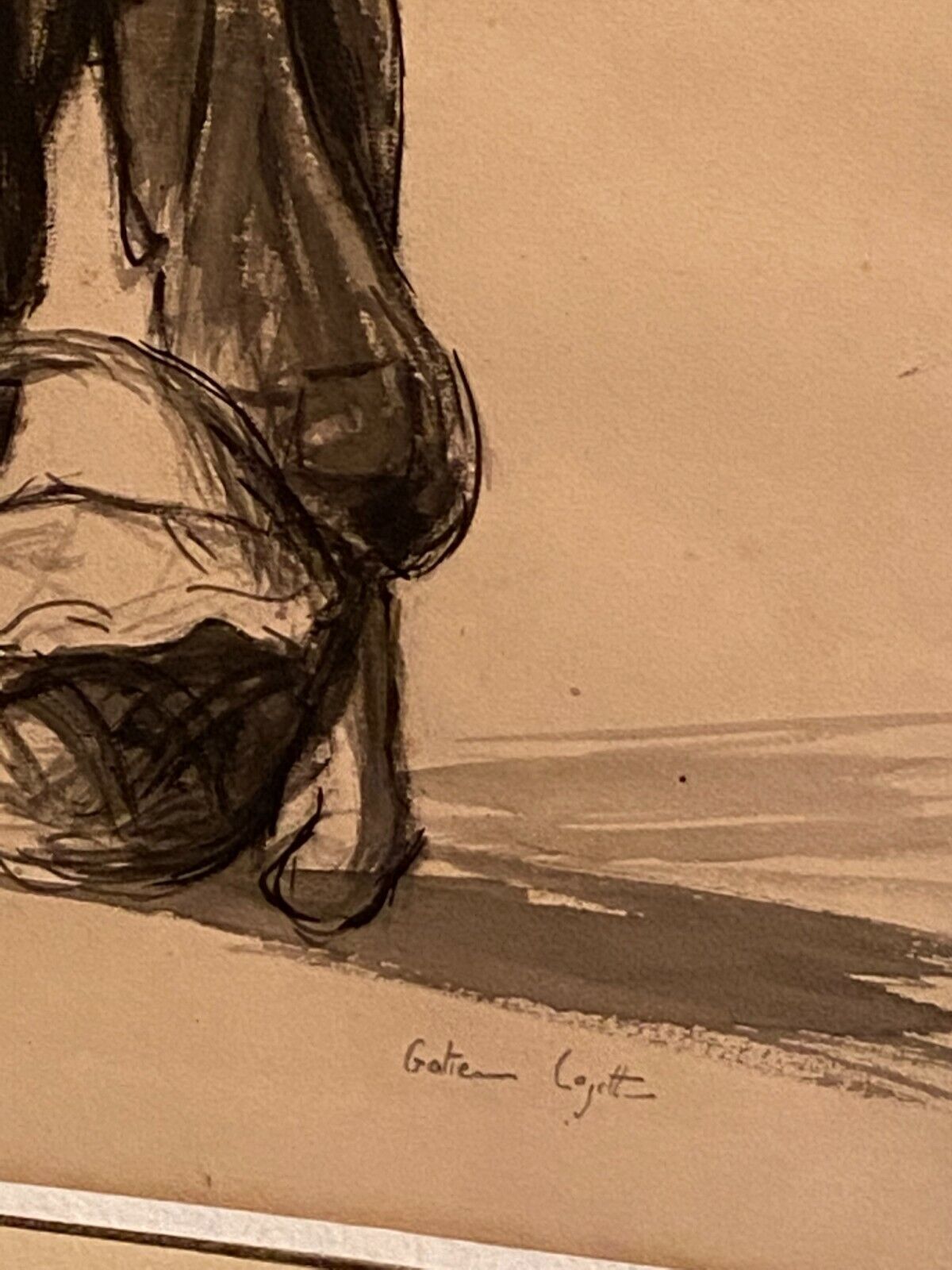 Charcoal signed titled impression of Spain period Spanish War
