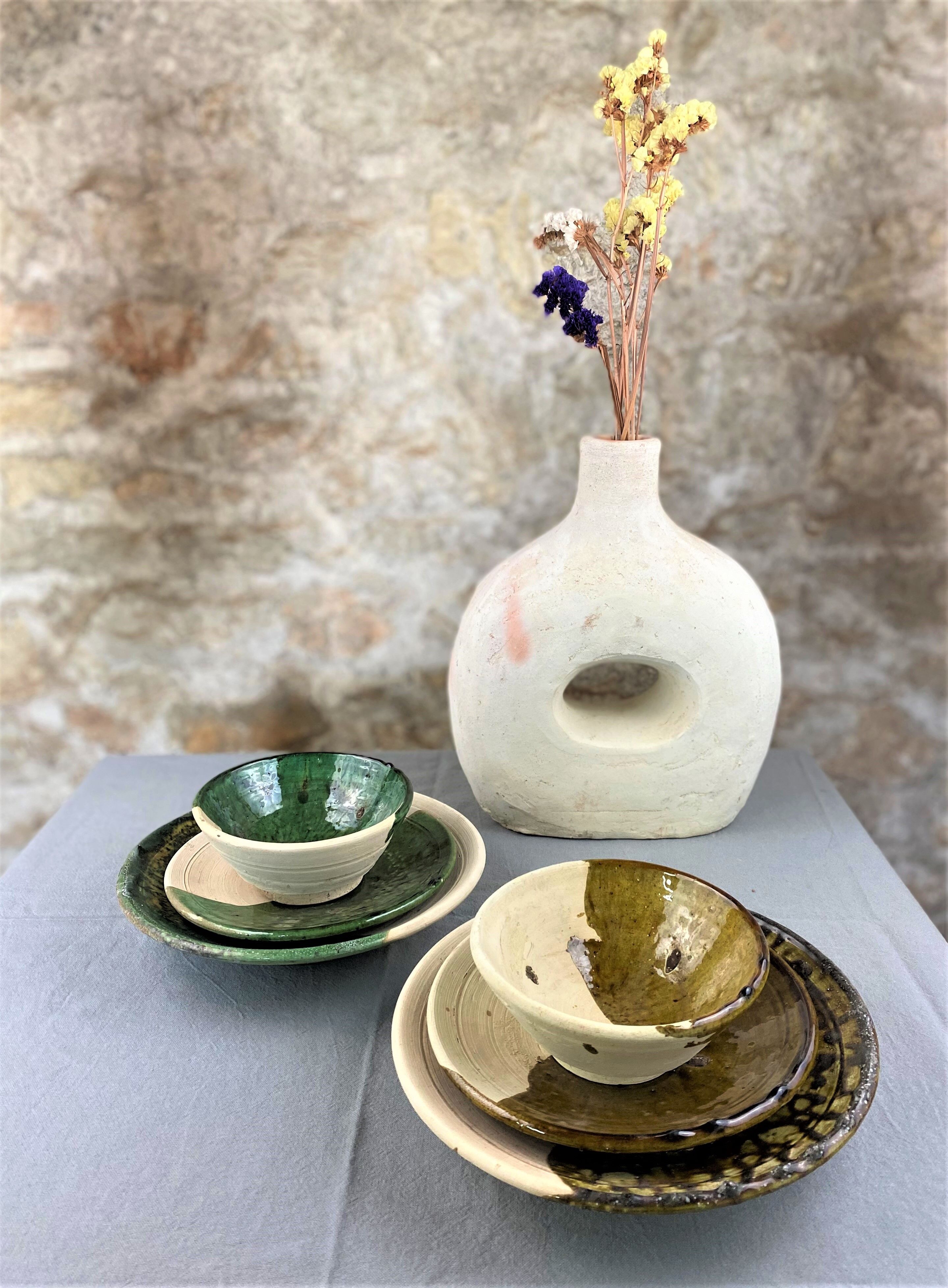 Two-tone bowl in glazed terracotta