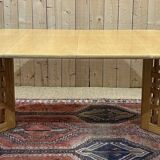 1970s English oak dining table with 2 extensions